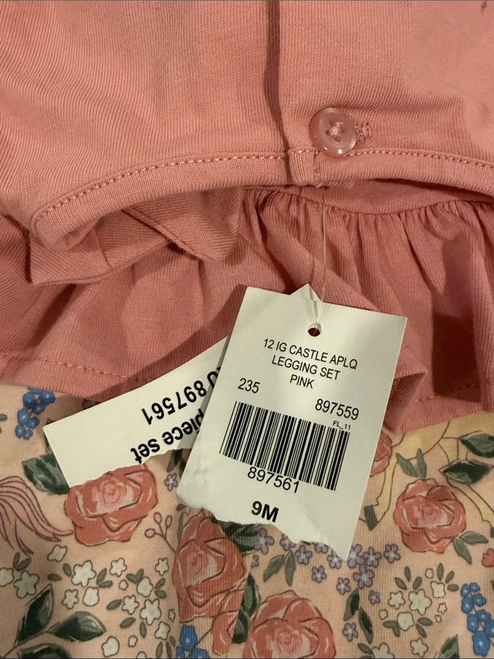 Good Lad Girls Pink Castle Top & Floral Unicorn Leggings Matching Set